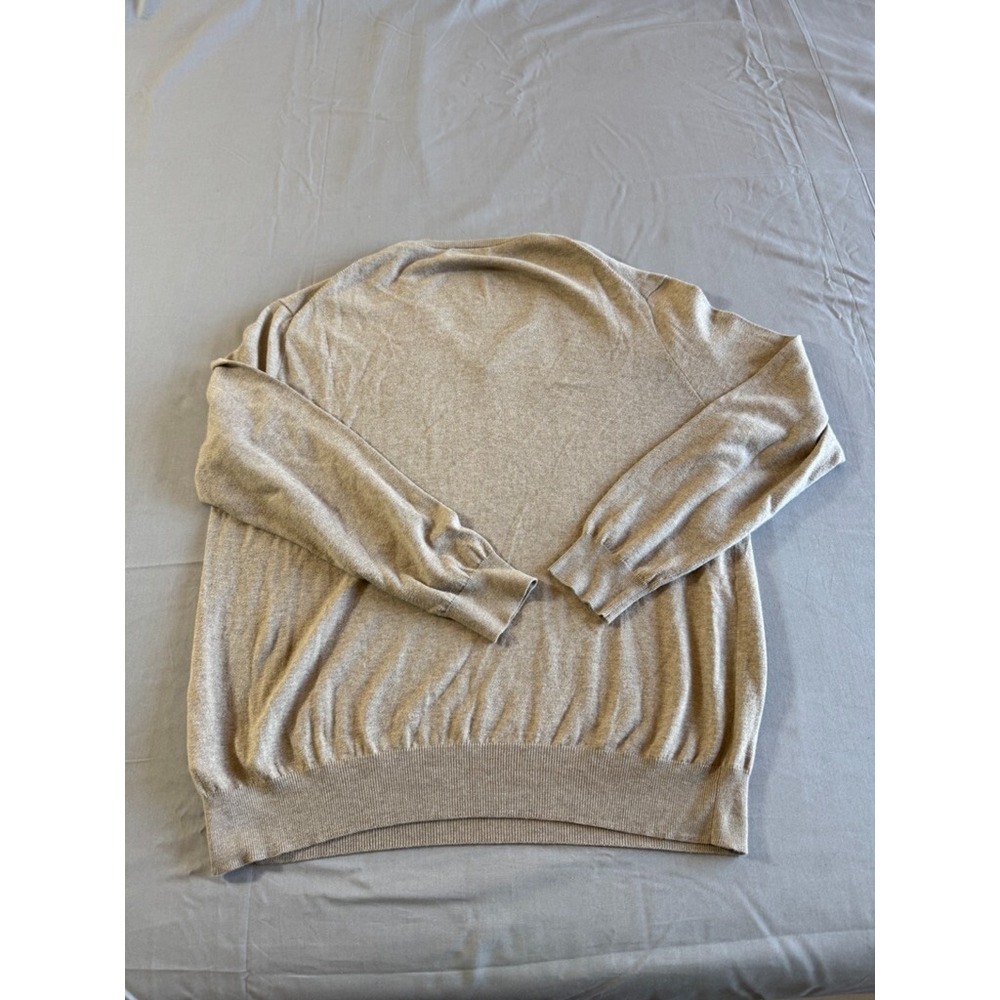 VTG Polo Ralph Lauren Sweater XL 100% PIMA COTTON Tan Pullover V Neck Pony Mens - Picture 8 of 9